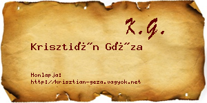 Krisztián Géza névjegykártya