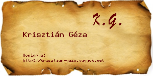 Krisztián Géza névjegykártya